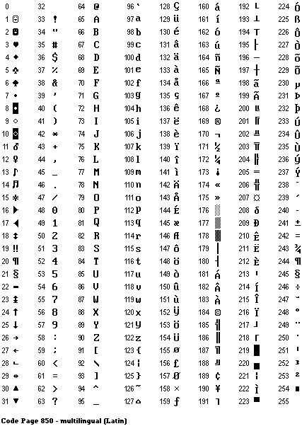 256 character codes