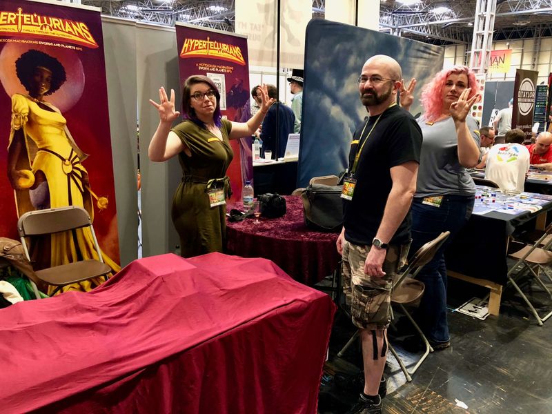 Kara, Dave, and Anna, at the Mottokrosh Machinations stand.