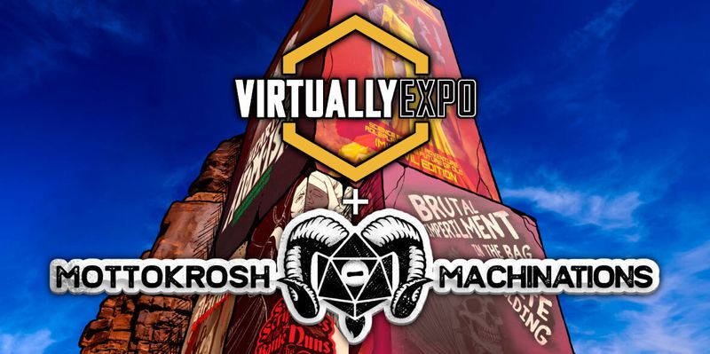 Ad for Mottokrosh Machinations' stand at Virtually Expo.