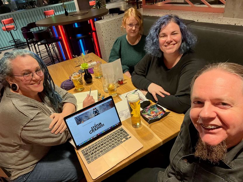 Cari, Tina, Anna, and Frank playtesting the adventure