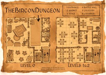 Map of the venue in the style of an old dungeon map.