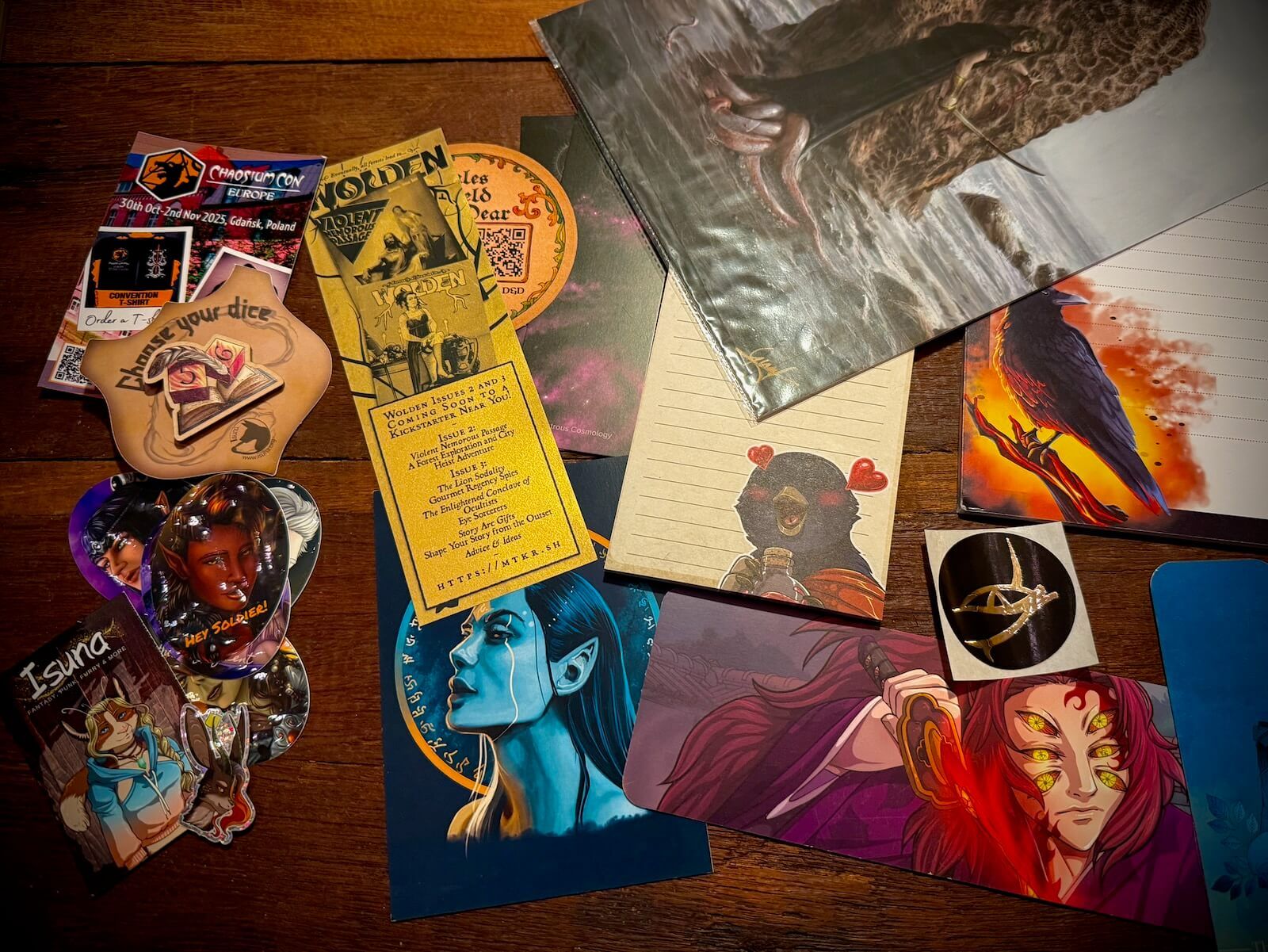 A selection of art prints and stickers.