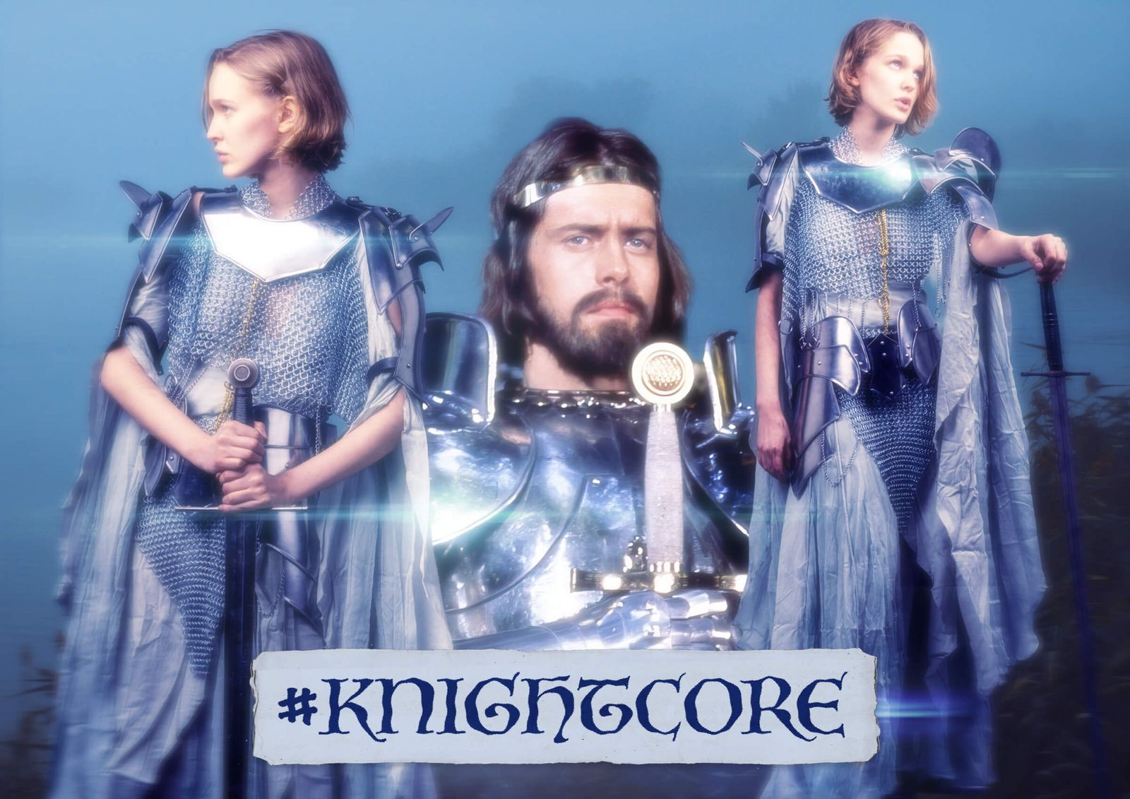 Collage of knightcore aesthetics.